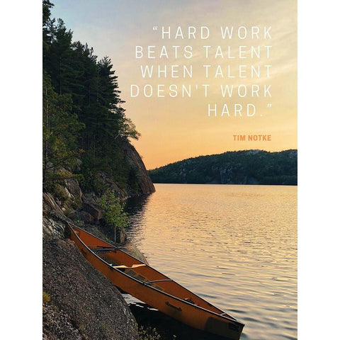 Tim Notke Quote: Hard Work Beats Talent Gold Ornate Wood Framed Art Print with Double Matting by ArtsyQuotes