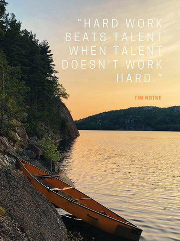 Tim Notke Quote: Hard Work Beats Talent White Modern Wood Framed Art Print with Double Matting by ArtsyQuotes