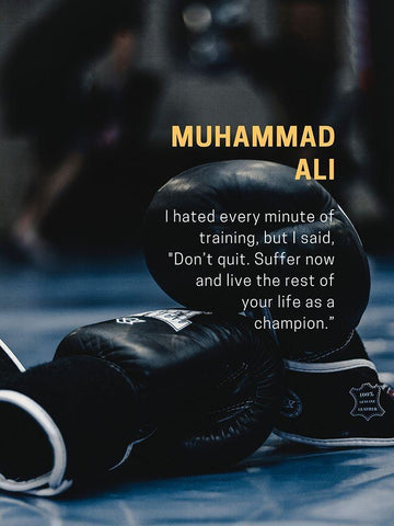 Muhammad Ali Quote: Dont Quit White Modern Wood Framed Art Print with Double Matting by ArtsyQuotes