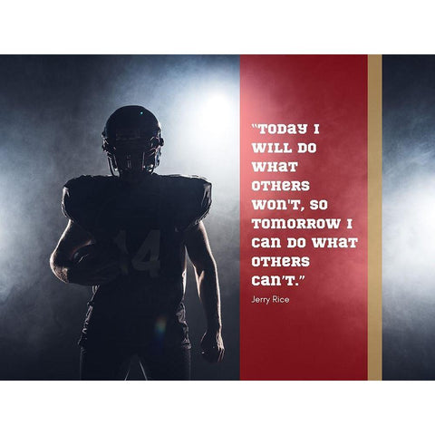 Jerry Rice Quote: Today I Will Do White Modern Wood Framed Art Print by ArtsyQuotes