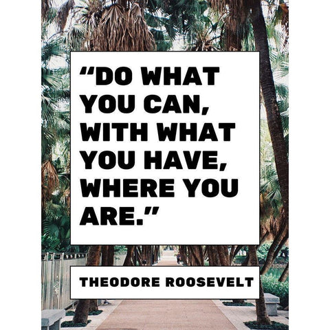 Theodore Roosevelt Quote: What You Have Gold Ornate Wood Framed Art Print with Double Matting by ArtsyQuotes