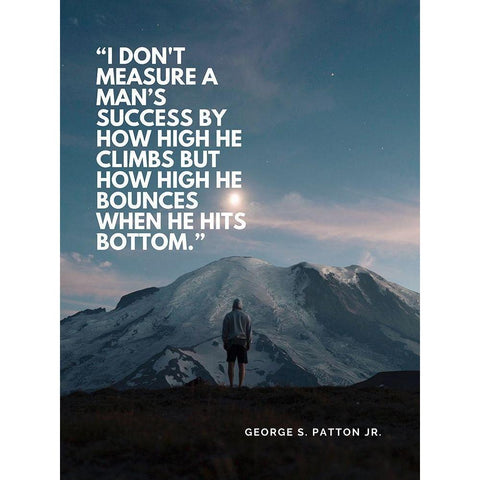 George Patton Quote: How High He Climbs White Modern Wood Framed Art Print by ArtsyQuotes
