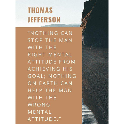 Thomas Jefferson Quote: Right Mental Attitude Gold Ornate Wood Framed Art Print with Double Matting by ArtsyQuotes