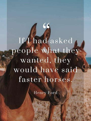 Henry Ford Quote: Faster Horses White Modern Wood Framed Art Print with Double Matting by ArtsyQuotes