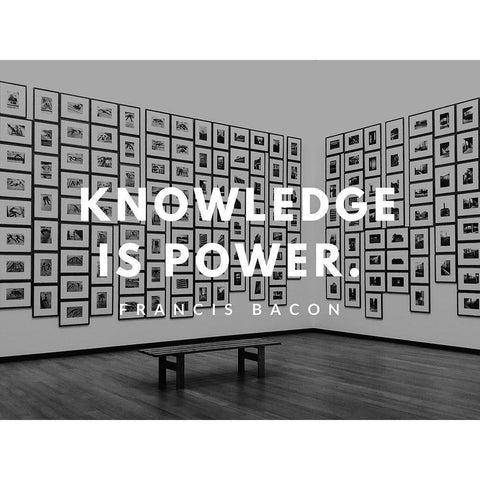 Francis Bacon Quote: Knowledge is Power White Modern Wood Framed Art Print by ArtsyQuotes