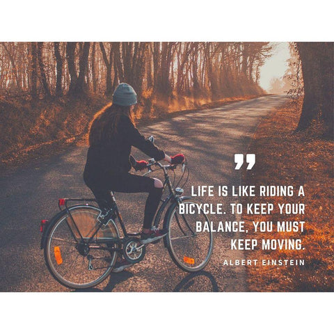 Albert Einstein Quote: Riding a Bicycle Black Modern Wood Framed Art Print by ArtsyQuotes