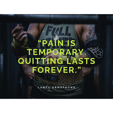 Lance Armstrong Quote: Pain is Temporary Black Modern Wood Framed Art Print with Double Matting by ArtsyQuotes