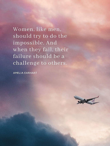 Amelia Earhart Quote: Do the Impossible White Modern Wood Framed Art Print with Double Matting by ArtsyQuotes