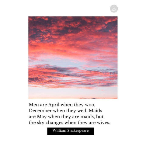 William Shakespeare Quote: Men are April Black Modern Wood Framed Art Print by ArtsyQuotes