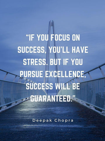 Deepak Chopra Quote: Focus on Success White Modern Wood Framed Art Print with Double Matting by ArtsyQuotes