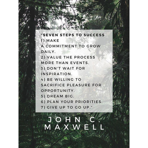 John C. Maxwell Quote: Seven Steps to Success Gold Ornate Wood Framed Art Print with Double Matting by ArtsyQuotes