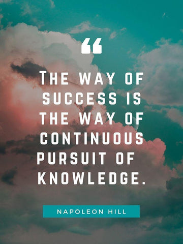 Napoleon Hill Quote: Pursuit of Knowledge Black Ornate Wood Framed Art Print with Double Matting by ArtsyQuotes