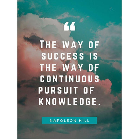 Napoleon Hill Quote: Pursuit of Knowledge White Modern Wood Framed Art Print by ArtsyQuotes