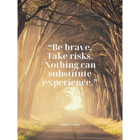 Paulo Coelho Quote: Be Brave White Modern Wood Framed Art Print by ArtsyQuotes