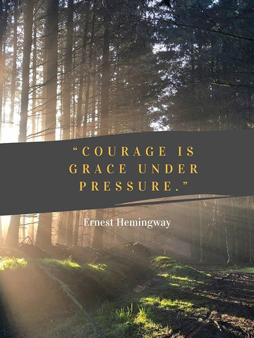 Ernest Hemingway Quote: Courage is Grace White Modern Wood Framed Art Print with Double Matting by ArtsyQuotes