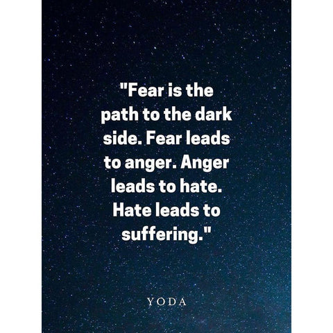 Yoda Quote: Fear is the Path White Modern Wood Framed Art Print by ArtsyQuotes