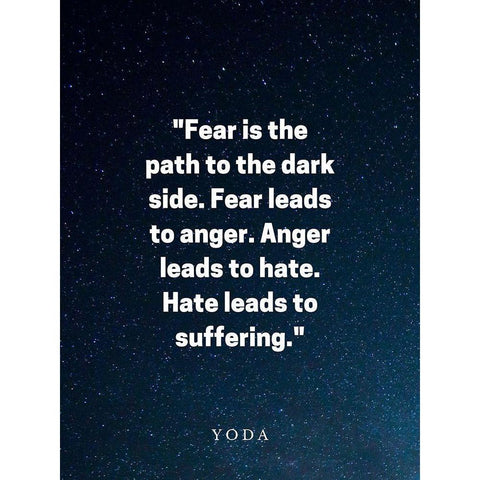 Yoda Quote: Fear is the Path Black Modern Wood Framed Art Print with Double Matting by ArtsyQuotes