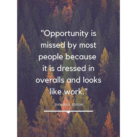 Thomas Edison Quote: Opportunity Missed Black Modern Wood Framed Art Print by ArtsyQuotes