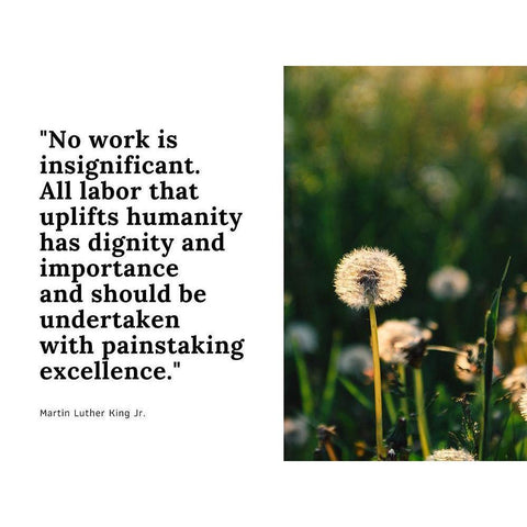 Martin Luther King, Jr. Quote: No Work is Insignificant Black Modern Wood Framed Art Print by ArtsyQuotes