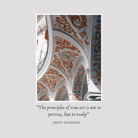 Jerzy Kosinski Quote: True Art Gold Ornate Wood Framed Art Print with Double Matting by ArtsyQuotes