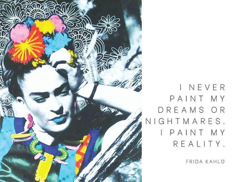 Frida Kahlo Quote: Dreams or Nightmares Black Ornate Wood Framed Art Print with Double Matting by ArtsyQuotes