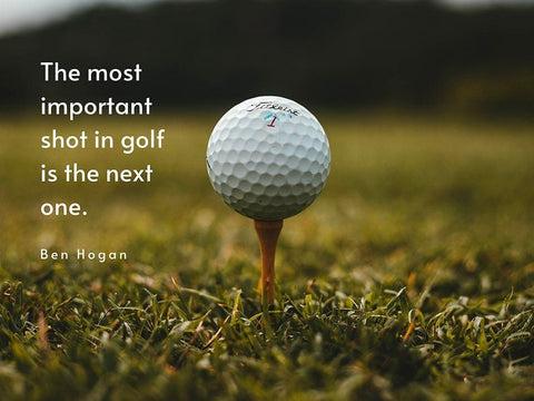 Ben Hogan Quote: Important Shot in Golf White Modern Wood Framed Art Print with Double Matting by ArtsyQuotes