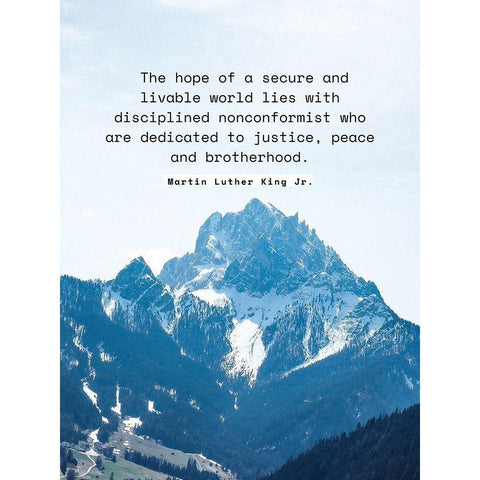 Martin Luther King, Jr. Quote: Secure and Livable World White Modern Wood Framed Art Print by ArtsyQuotes