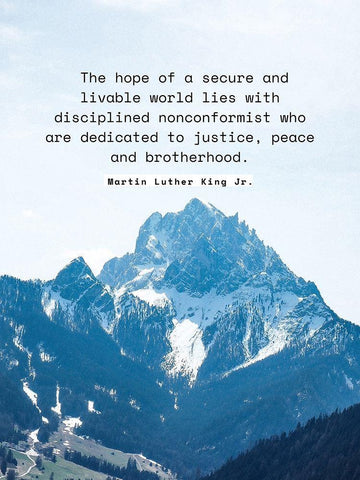 Martin Luther King, Jr. Quote: Secure and Livable World White Modern Wood Framed Art Print with Double Matting by ArtsyQuotes