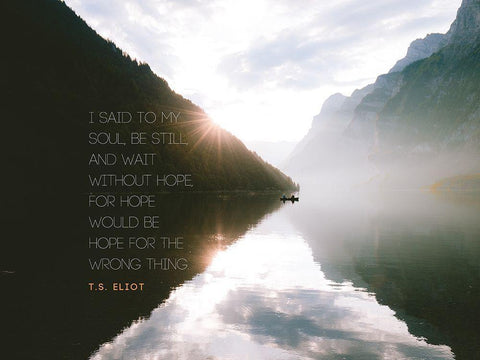 T.S. Eliot Quote: Be Still Black Ornate Wood Framed Art Print with Double Matting by ArtsyQuotes
