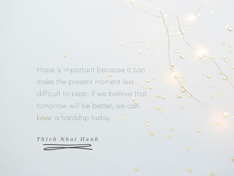 Thich Nhat Hanh Quote: Hope is Important White Modern Wood Framed Art Print with Double Matting by ArtsyQuotes