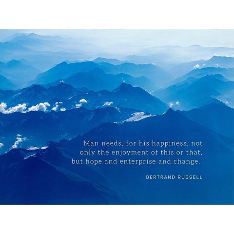 Bertrand Russell Quote: For His Happiness Black Modern Wood Framed Art Print with Double Matting by ArtsyQuotes