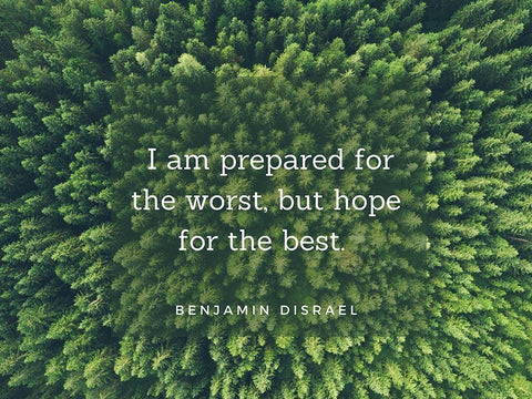 Benjamin Disraeli Quote: Prepared for the Worst White Modern Wood Framed Art Print with Double Matting by ArtsyQuotes