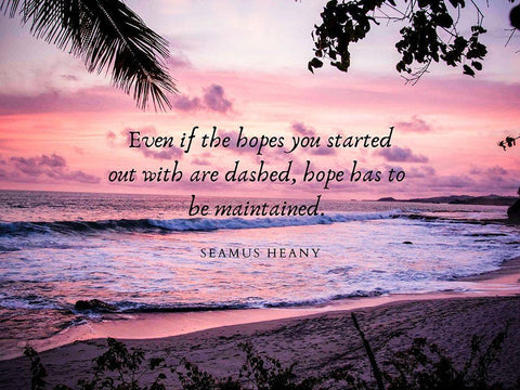 Seamus Heaney Quote: Hope White Modern Wood Framed Art Print with Double Matting by ArtsyQuotes