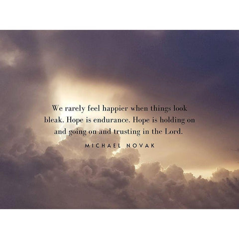 Michael Novak Quote: Hope is Endurance Black Modern Wood Framed Art Print with Double Matting by ArtsyQuotes