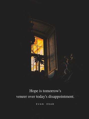 Evan Esar Quote: Todays Disappointment Black Ornate Wood Framed Art Print with Double Matting by ArtsyQuotes