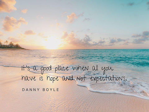 Danny Boyle Quote: Hope and Expectations Black Ornate Wood Framed Art Print with Double Matting by ArtsyQuotes