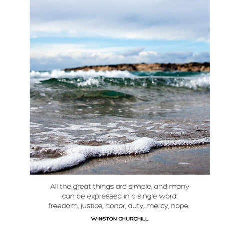 Winston Churchill Quote: Great Things are Simple White Modern Wood Framed Art Print by ArtsyQuotes