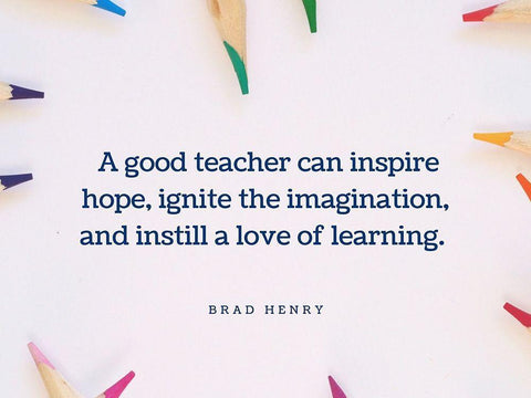 Brad Henry Quote: Good Teacher White Modern Wood Framed Art Print with Double Matting by ArtsyQuotes