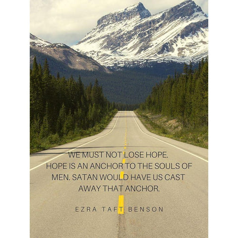 Ezra Taft Benson Quote: Hope is an Anchor White Modern Wood Framed Art Print by ArtsyQuotes