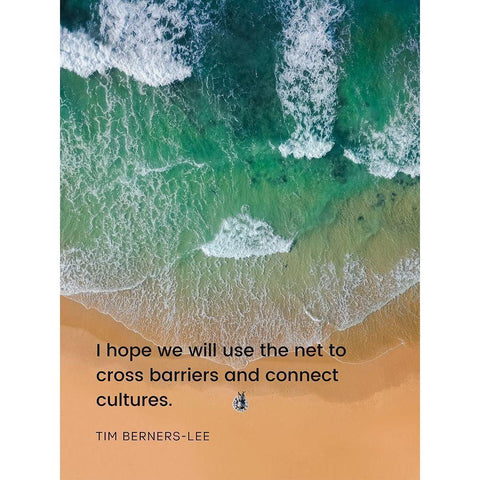 Tim Berners-Lee Quote: Cross Barriers White Modern Wood Framed Art Print by ArtsyQuotes