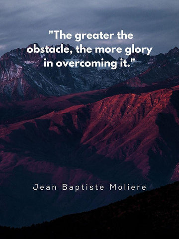 Jean Baptiste Moliere Quote: Glory in Overcoming White Modern Wood Framed Art Print with Double Matting by ArtsyQuotes