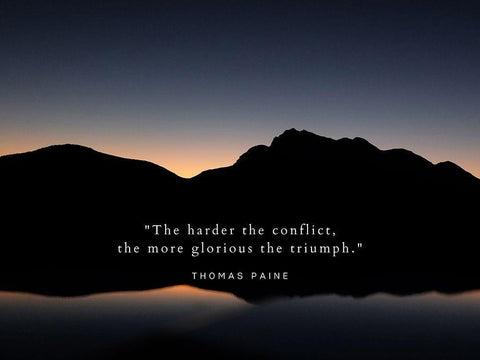 Thomas Paine Quote: Conflict White Modern Wood Framed Art Print with Double Matting by ArtsyQuotes