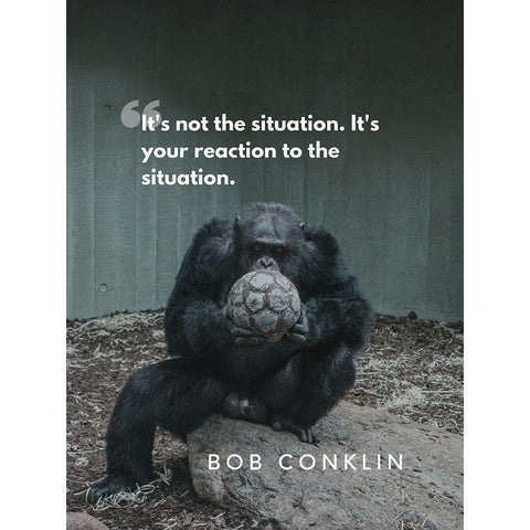 Bob Conklin Quote: Reaction Black Modern Wood Framed Art Print by ArtsyQuotes