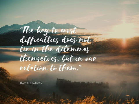 David Seabury Quote: Most Difficulties Black Ornate Wood Framed Art Print with Double Matting by ArtsyQuotes