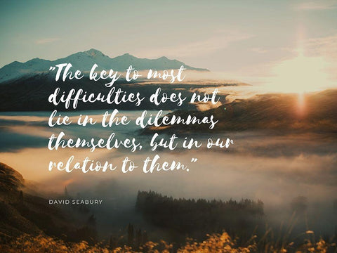 David Seabury Quote: Most Difficulties White Modern Wood Framed Art Print with Double Matting by ArtsyQuotes