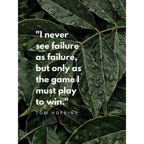 Tom Hopkins Quote: Failure as Failure White Modern Wood Framed Art Print by ArtsyQuotes