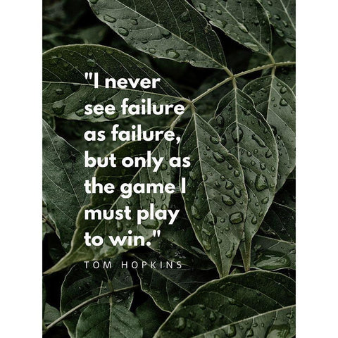 Tom Hopkins Quote: Failure as Failure Black Modern Wood Framed Art Print by ArtsyQuotes