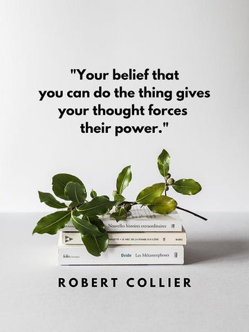 Robert Collier Quote: Your Belief White Modern Wood Framed Art Print with Double Matting by ArtsyQuotes