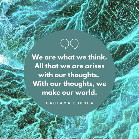 Gautama Buddha Quote: With Our Thoughts Black Modern Wood Framed Art Print with Double Matting by ArtsyQuotes