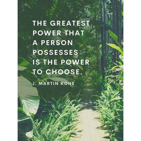 J. Martin Kohe Quote: Power to Choose White Modern Wood Framed Art Print by ArtsyQuotes